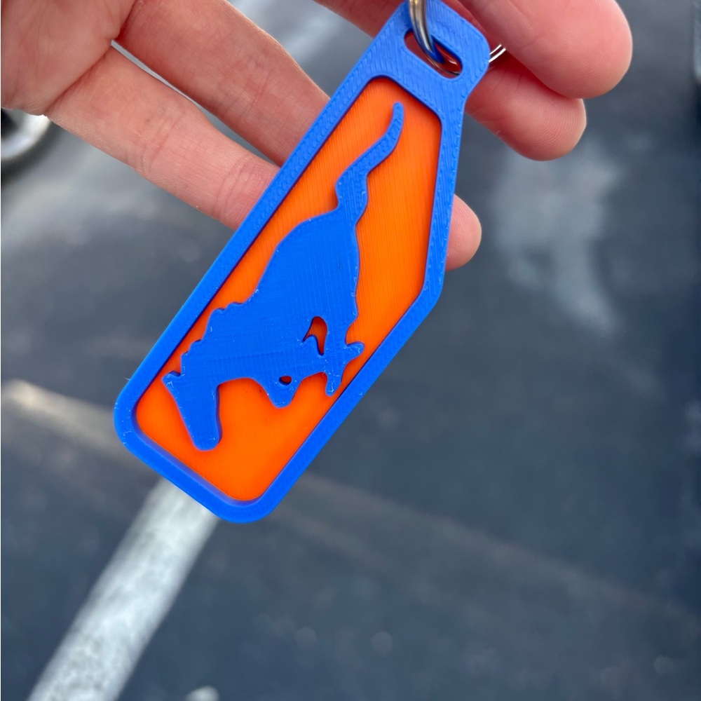 Blue and Orange Mustang keychain